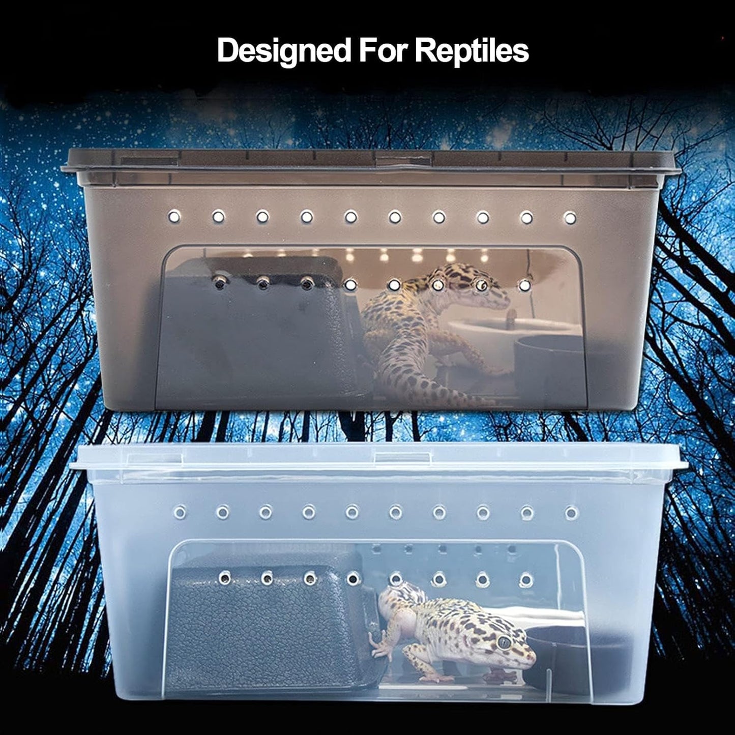kathson Reptile Snake Feeding Box Breeding Hatching Container Lizard Tarantula Habitat Portable Transparent Plastic Mini Pet Houses for Spider Scorpion Gecko (White)