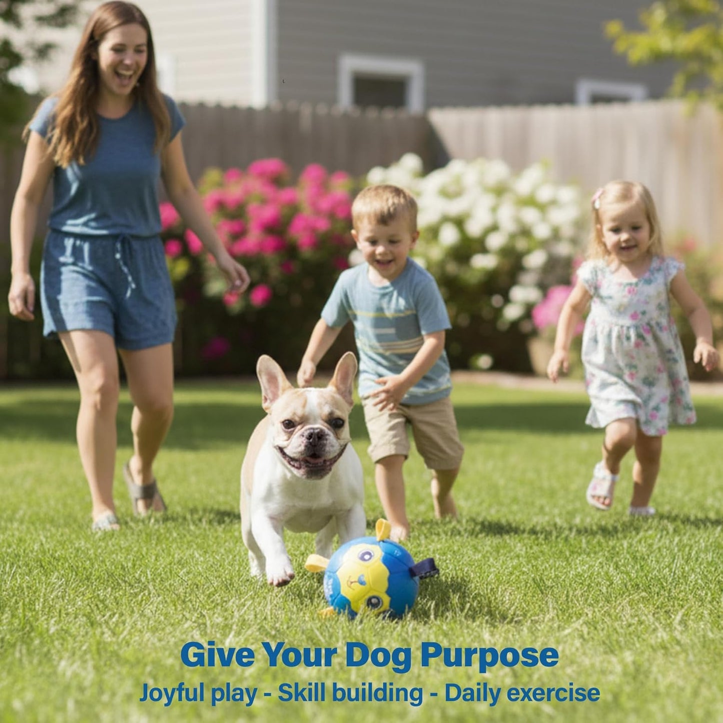 Race&Herd 9" Jolly Soccer Ball for Dogs - Tough Durable Dog Ball Toy with Straps, Pet Bouncy Herding Balls for Dogs, Floating Dog Balls with Tags for Water Fetch (BaaBaaBall, Daddy Sheep)