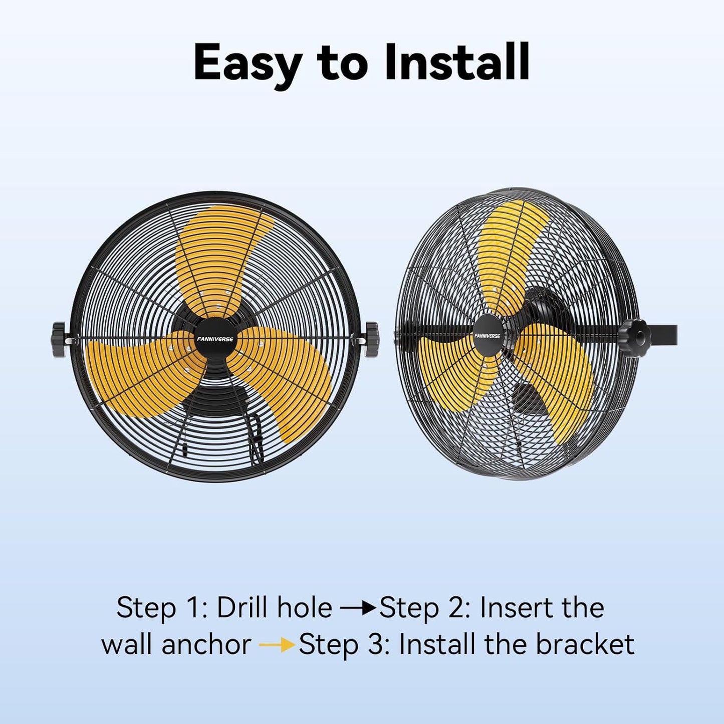 2PCS 14 Inch Wall Fan Pro Series - Waterproof Motor High Velocity Wall Mount Fans for Commercial, Residential, Warehouse, Covered Patio, Shop, Garage, Barn 3 Speed 3000 CFM UL Safety Listed