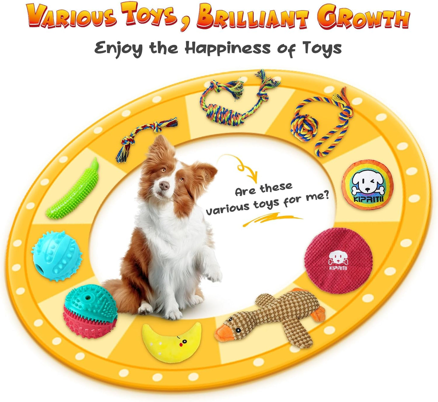 KIPRITII Puppy Teething Chew Toys -25 Pack Dog Chew Toys with Rope Toys, Dog Treat Balls & Squeaky Toy for Puppy and Small Dogs