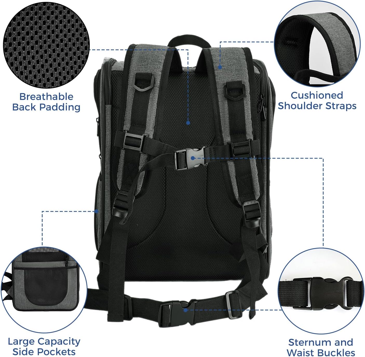 Apollo Walker Pet Carrier Backpack for 4-15lb Cats and Dogs, Puppies, Safety Features and Cushion Back Support | for Travel, Hiking, Outdoor Use (Gray)