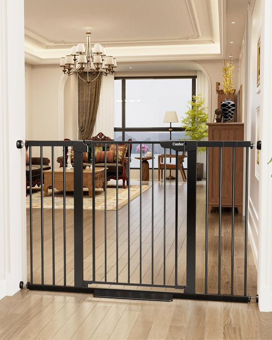 Cumbor 36" Extra Tall Baby Gate for Stairs, 29.7-54.2" Extra Wide Dog Gate for Doorways Hallways, Pressure Mounted Child Gate for Wide Opening, Auto Close Personal Safety for Babies and Pets, Black