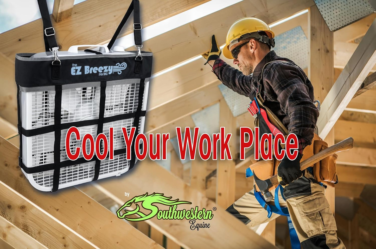 Southwestern Equine EZ Breezy Box Fan Holder, Horse Stall Classic Fan Bag, Stable Supplies, Horse Fan (Black)