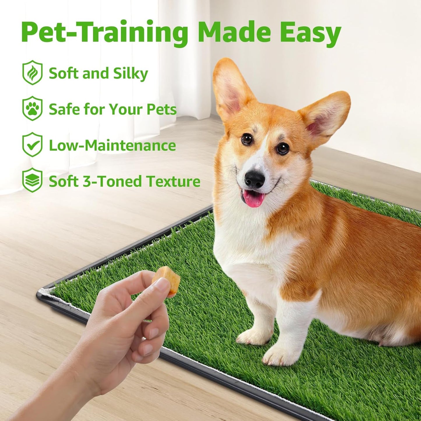Dog Grass Large Potty Patch, Dog Litter Boxes Artificial Grass Bathroom Turf for Pet Training, Washable Puppy Pee Pad, Perfect Indoor/Outdoor Portable Potty Pet Loo