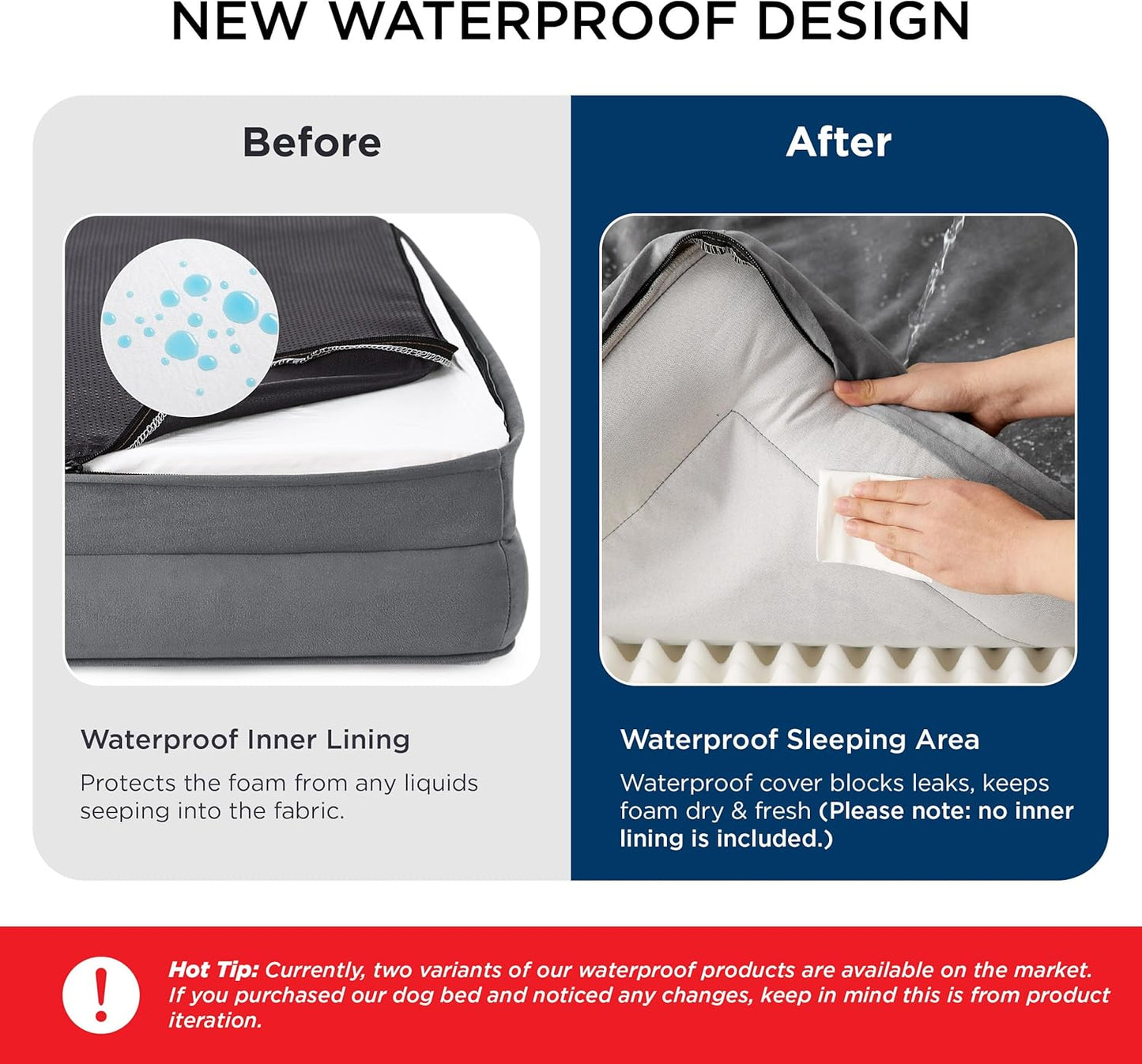 Bedsure Orthopedic Dog Beds Large Sized Dog - Washable Large Dog Cat Bed Waterproof, Comfort Dogs Couch Sofa with Washable Removable Cover, Pet Bed with Nonskid Bottom, Plush-Blue, 35"