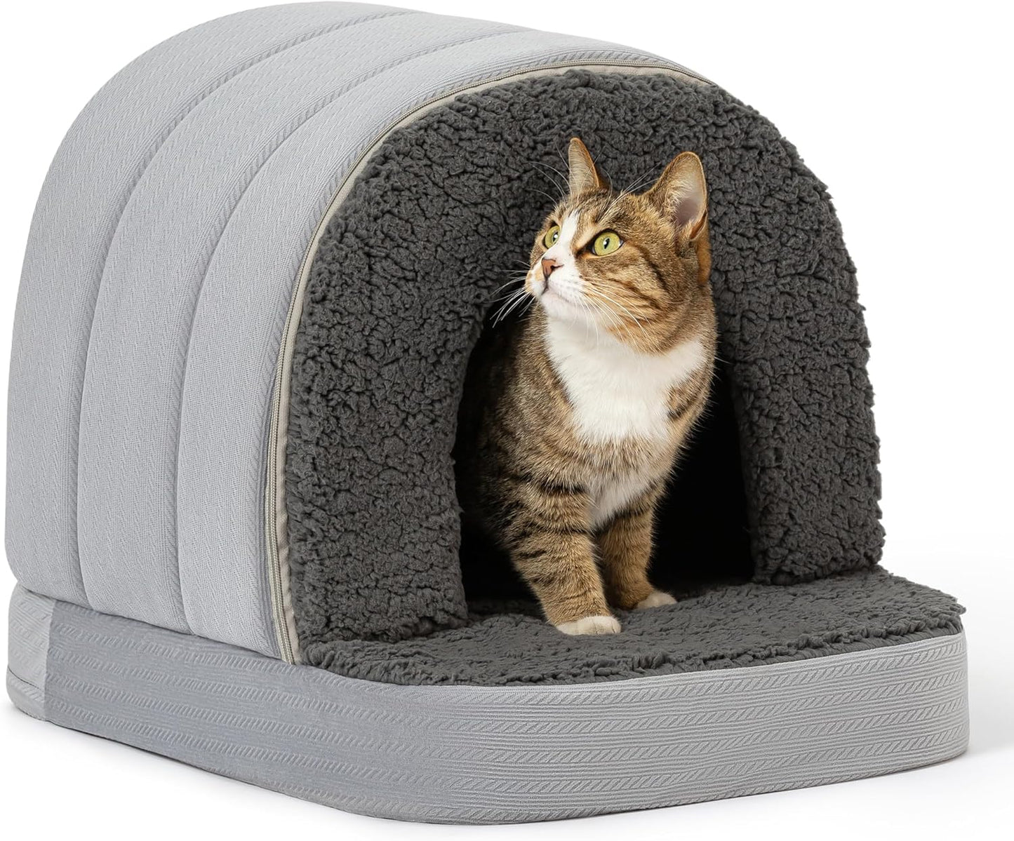 Orthopedic Dog Bed House - Dog House Indoor with Egg-Crate Foam - Tent Bed with Waterproof Lining & Nonskid Bottom, Ideal for Small Breeds & Fits 24-Inch Crate - 23"x16", Charcoal