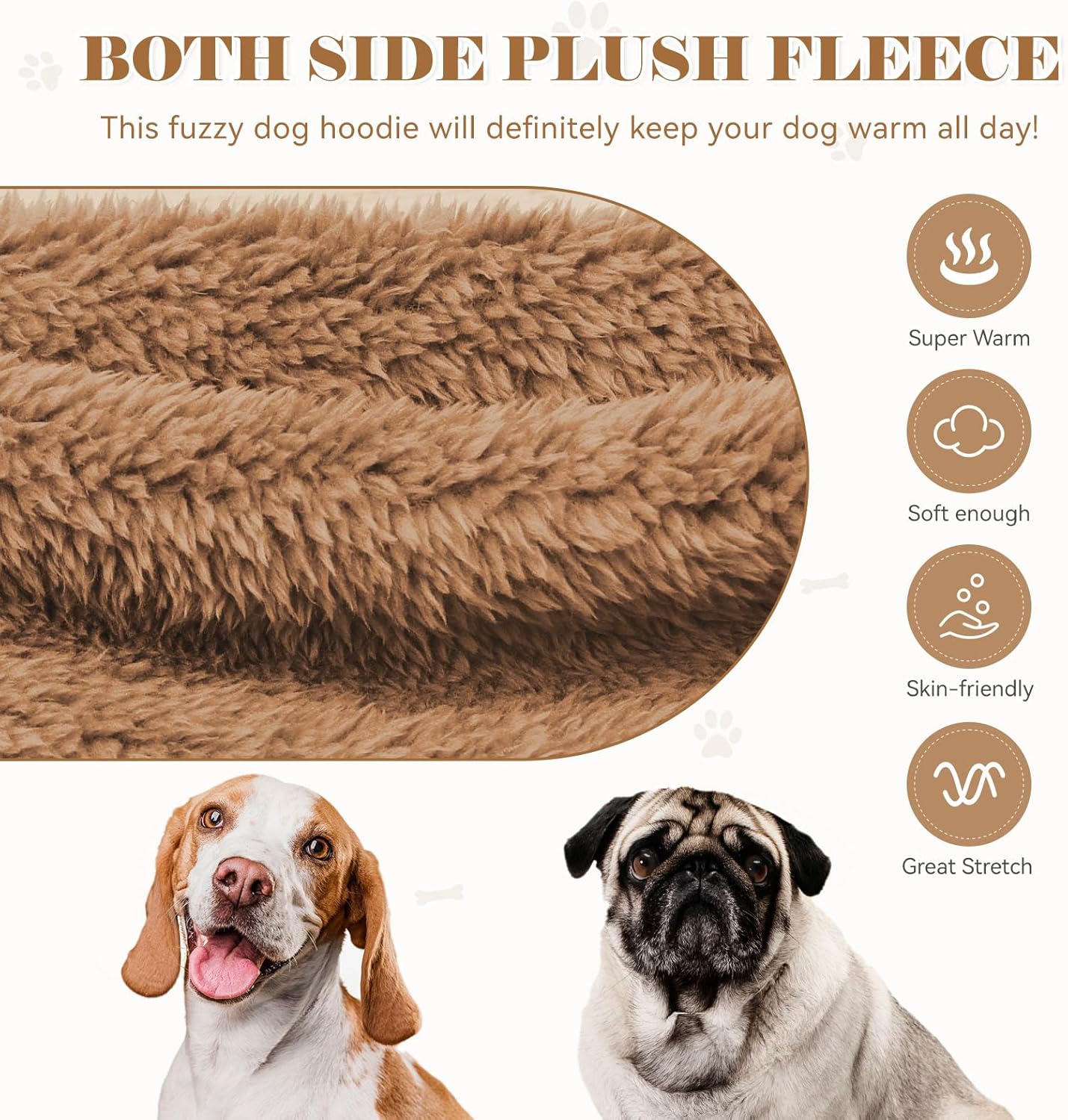 Fuzzy Dog Sweaters for Medium Dogs Dog Hoodie Soft Double-Sided Plush Fleece Pet Sweater Pet Clothes Coats Hoodie Sherpa Hooded Sweatshirt(Coffee-M)