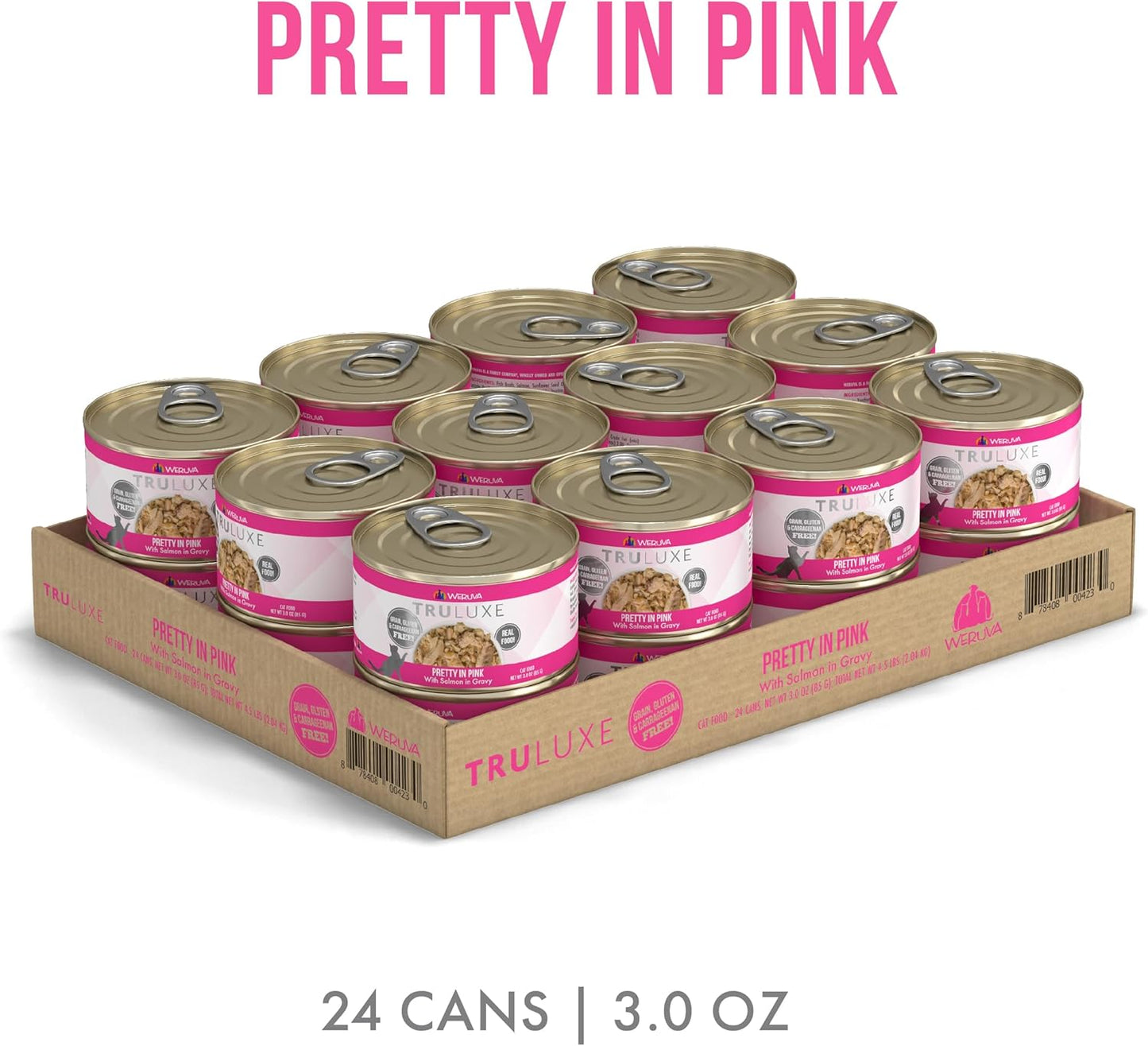 Weruva TruLuxe Cat Food, Pretty in Pink with Wild-Caught Salmon in Gravy, 3oz Can (Pack of 24)