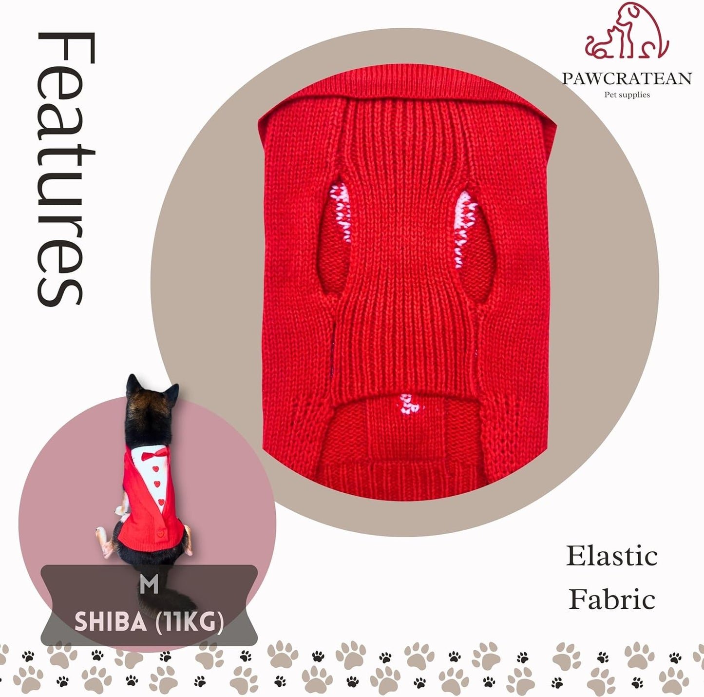 Cute Sweater for Dogs and Cats Soft Flannel Pet Outfit Warm and Cozy Animal Hoodie Small to Large Pet Clothes for Halloween Parties and Everyday Wear (Medium, Red Bowtie)