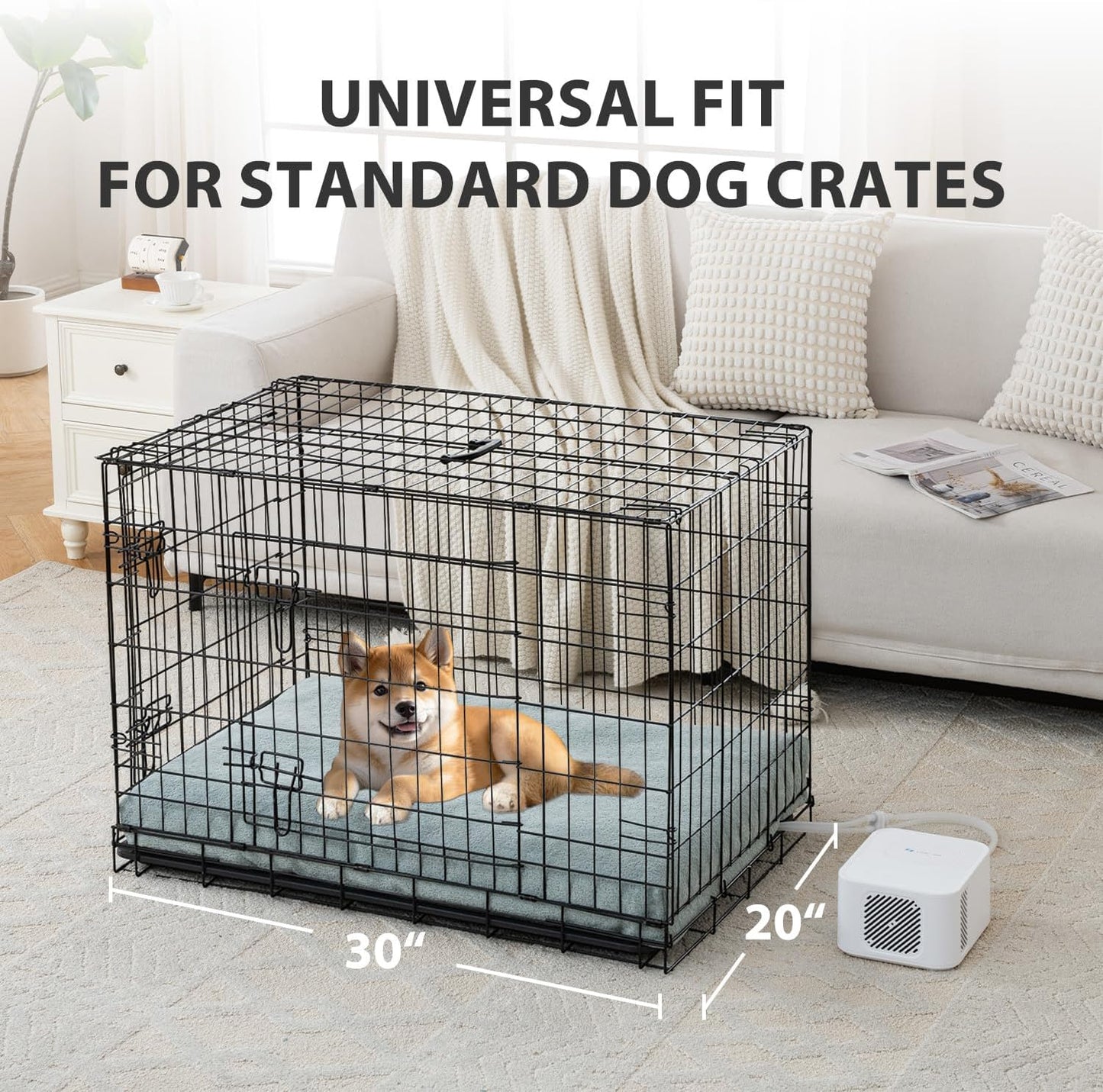 Pet Bed Cooling System, Consistent Cold Water Pad, No Refrigeration or Chemical Gel Needed, Machine Washable Bed, Ideal for Home and Crates (Cooling Green, 30" x 20")