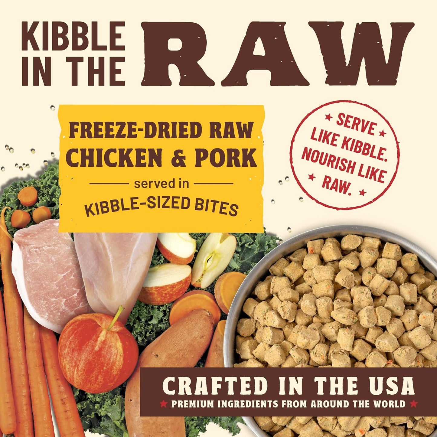 Primal Kibble in The Raw, Freeze Dried Dog Food, Puppy Recipe, Scoop & Serve, Made with Raw Protein, Whole Ingredient Nutrition, Crafted in The USA, Dry Dog Food 5.4 lb Bag