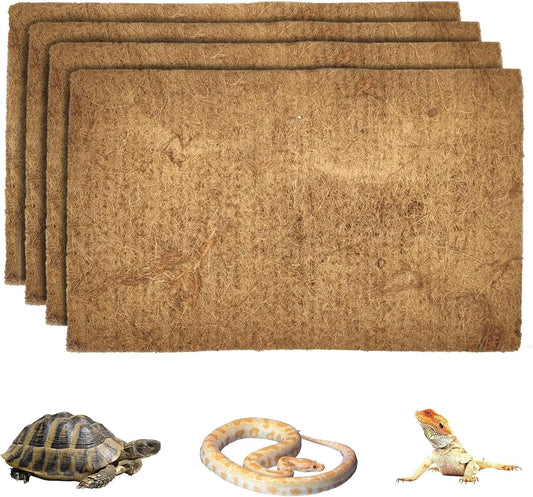 Hamiledyi Reptile Carpet Natural Coconut Fiber Tortoise Carpet Mat for Pet Terrarium Liner Reptile Supplies for Lizard Snake Chamelon Turtle Bedding Bunny Rabbit Mat (4 Pcs)