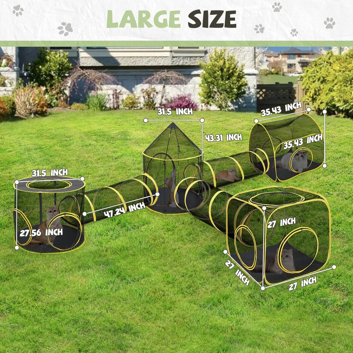 Outdoor Cat Enclosures for Indoor Cats, Outdoor Cat Tent with Tunnel for Multiple Cats, Cat Playpen for Pet Kitty Rabbits Ferrets Puppy and Other Small Animals, (Styles 6)