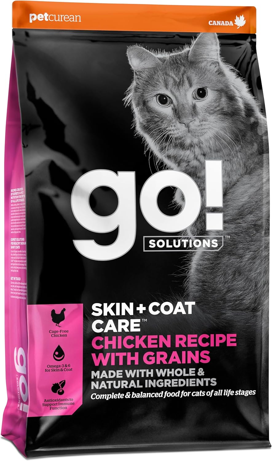 Go! Solutions Skin + Coat Care, Dry Cat Food, Chicken Recipe with Grains, 8 lb Bag