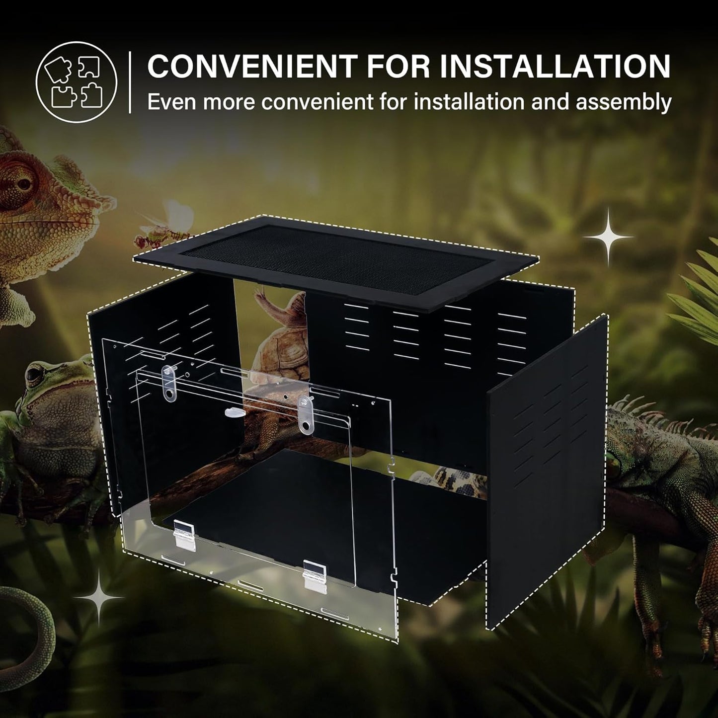 10 Gallon Reptile Tank – Reptile Enclosure for Leopard Geckos, Snakes & Bearded Dragons – Lizard Tank, Hermit Crab & Gecko Habitat