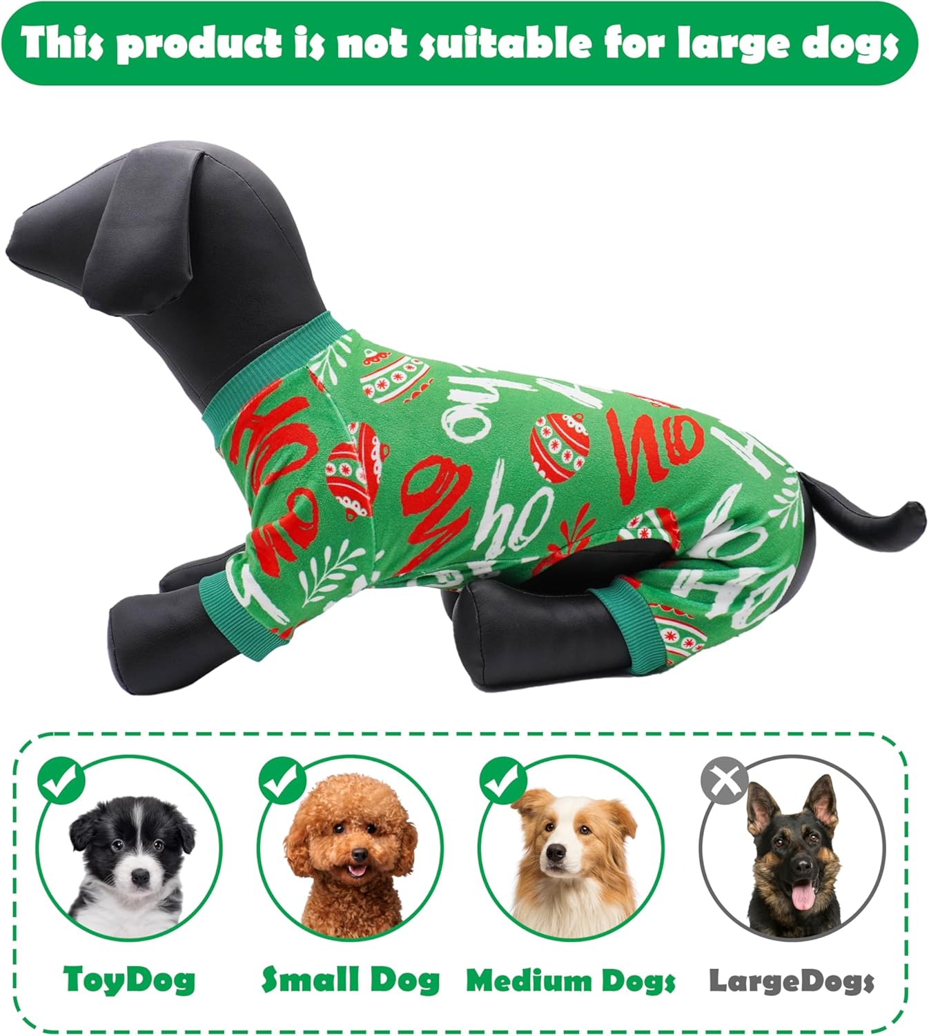 PET SHOW 4 Pack Small Dog Christmas Pajamas Holiday Dog Clothes Doggies Soft Stretchy PJs Xmas Jumpsuit Puppy Cats Girl Boy Onesies Red Green Outfits with Sleeve Pets Dachshund Costume XS