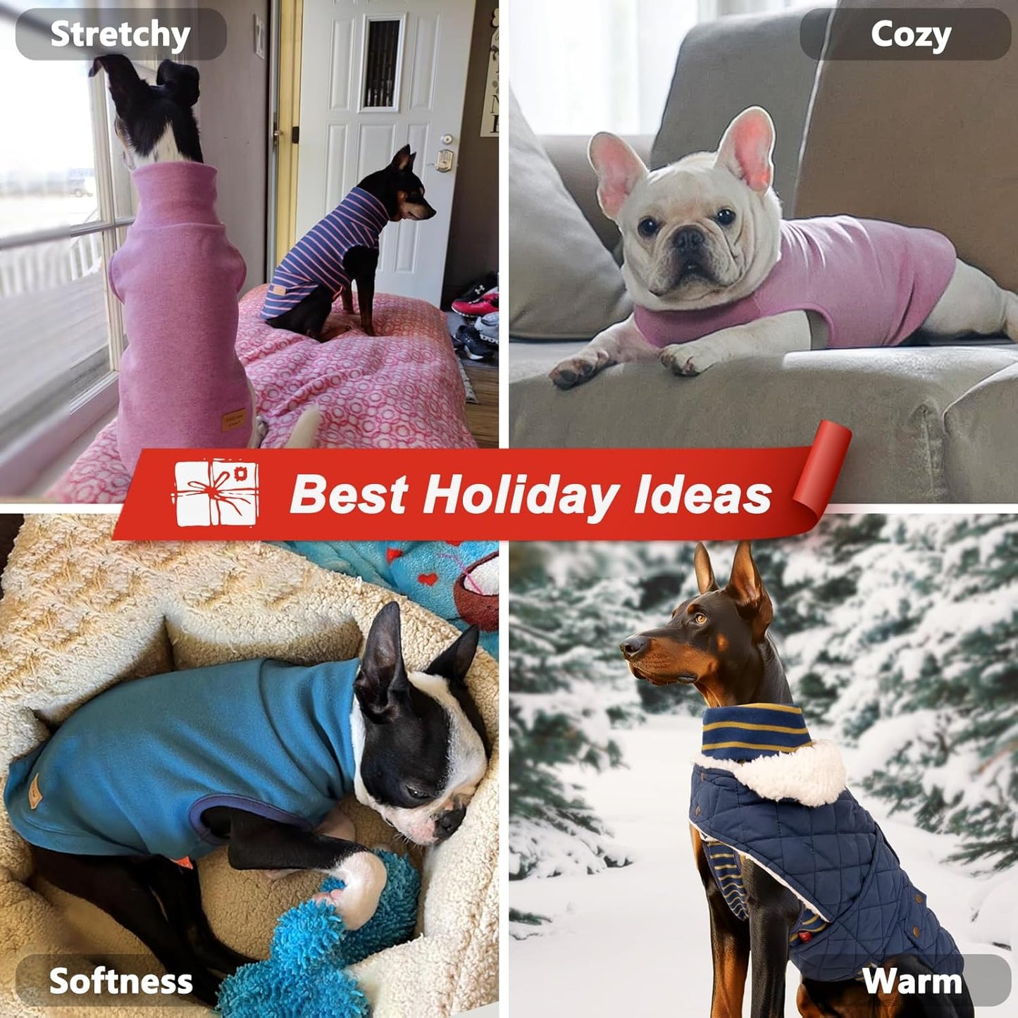 KYEESE 2Pack Dog Sweater Warm Dogs Clothes Stretchy Dachshund Clothes Turtleneck Dog Sweaters for Medium Dogs Girl Soft Pet Coats Turtleneck Pets Sweatshirt