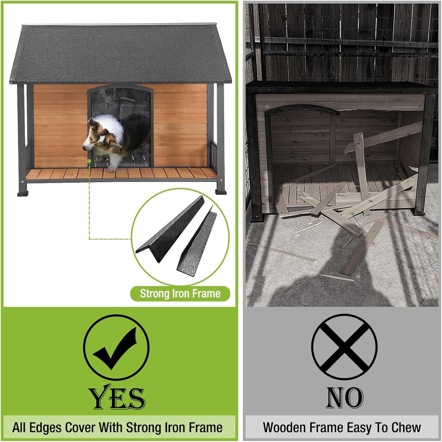 Gutinneen Large Dog House Outdoor Dog Kennel with All-Around Iron Frame Dog Cage Perfect for Small & Medium & Large Dogs,Roomy