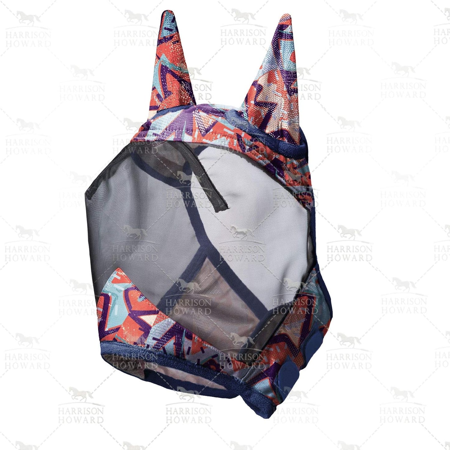 Harrison Howard LumiVista Horse Fly Mask Standard with Ears UV Protection for Horse Abstract Graffiti L Full Size