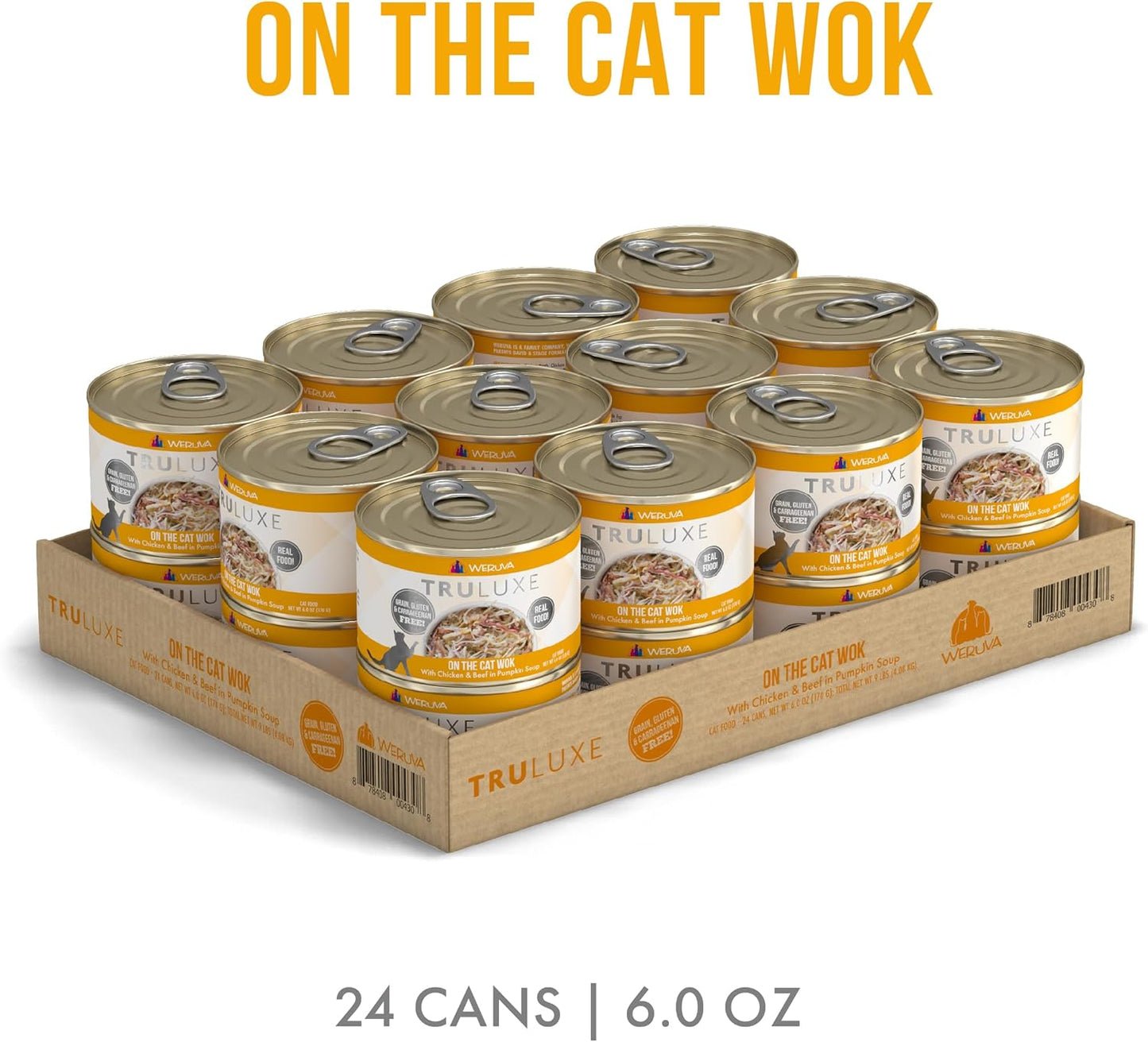 Weruva TruLuxe Cat Food, On The Cat Wok with Chicken Breast & Beef in Pumpkin Soup, 6oz Can (Pack of 24)