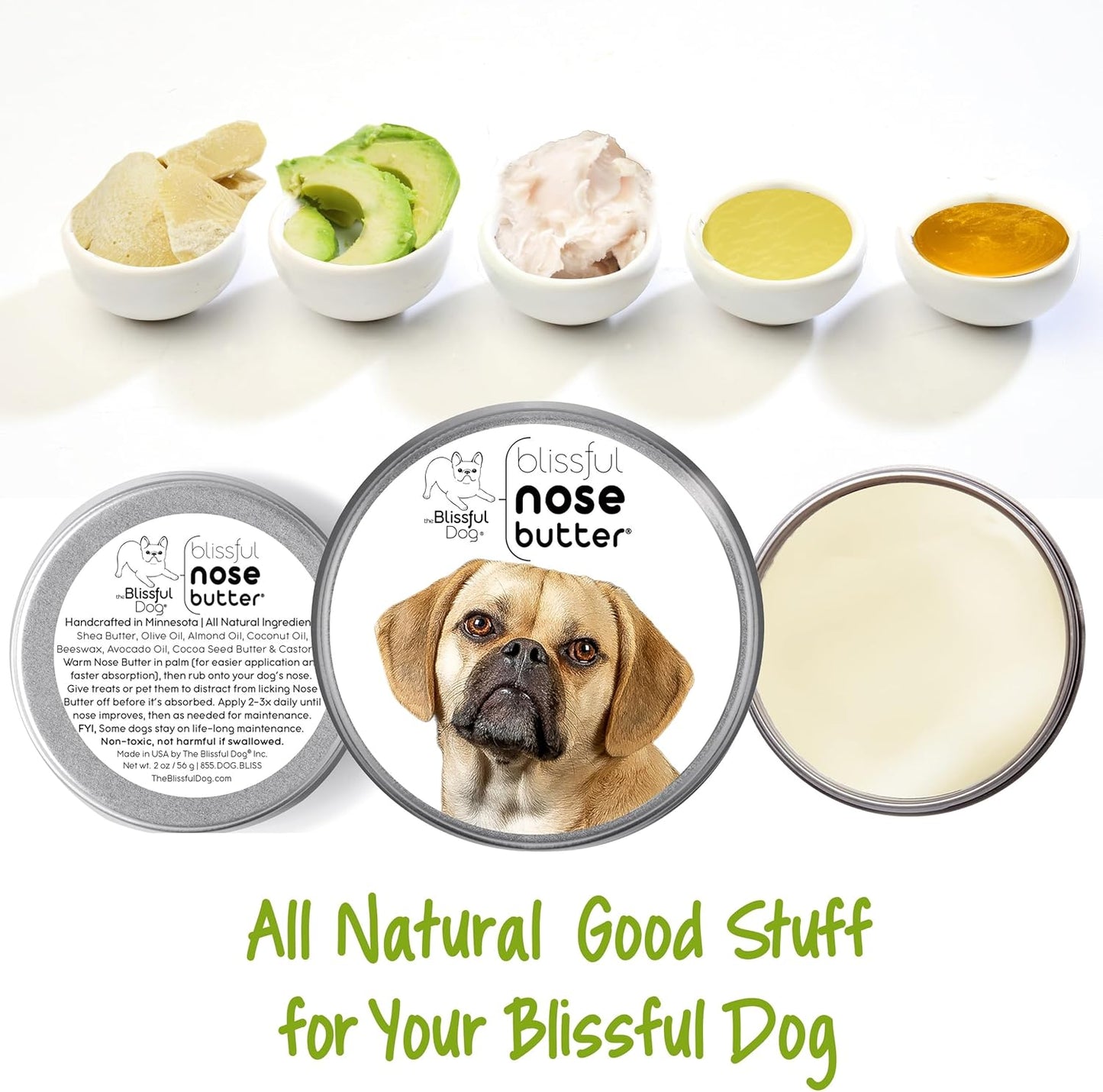 The Blissful Dog Puggle Unscented Nose Butter - Dog Nose Butter, 16 Ounce