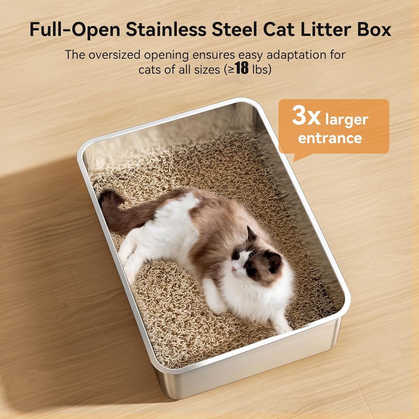 2 Pack Cat Pan Giant 28" Extra Large Stainless Steel Cat Litter Pan Metal Cat Litterbox for Big Cats and Multiple Cats, Anti-Leakage, Easy Cleaning