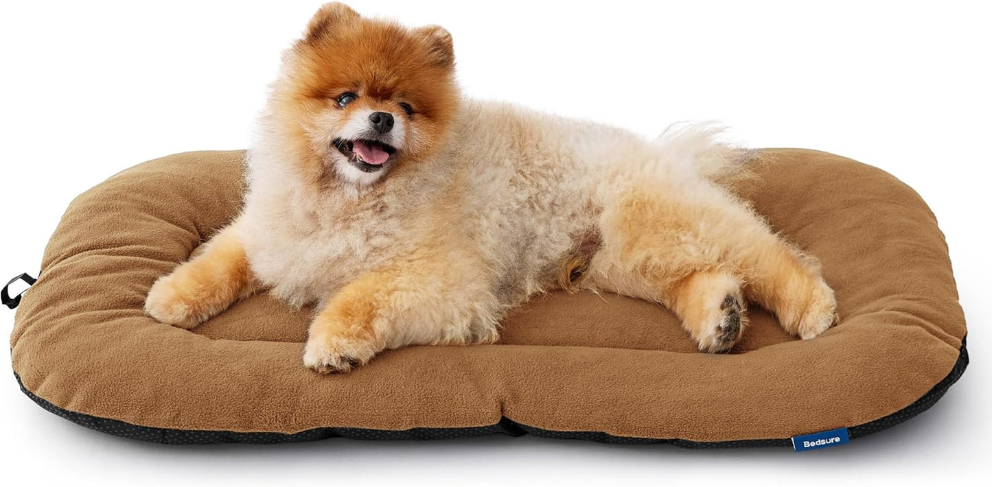 Bedsure Washable Dog Crate Pad for Small Dogs, Anti-Slip Puppy Kennel Dog Bed for Crate - Ultra Soft Fleece Flat Thin Pet Mat (Not Chew Proof), Brown 23"x17"