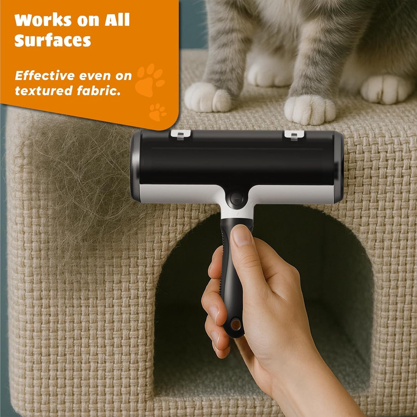Pet Hair Remover with Fur Collector - Easy to Use Pet Hair Removal Tool - Cat & Dog Hair Remover for Couch, Furniture, Clothes, Bedding, Car - Reusable Lint Roller
