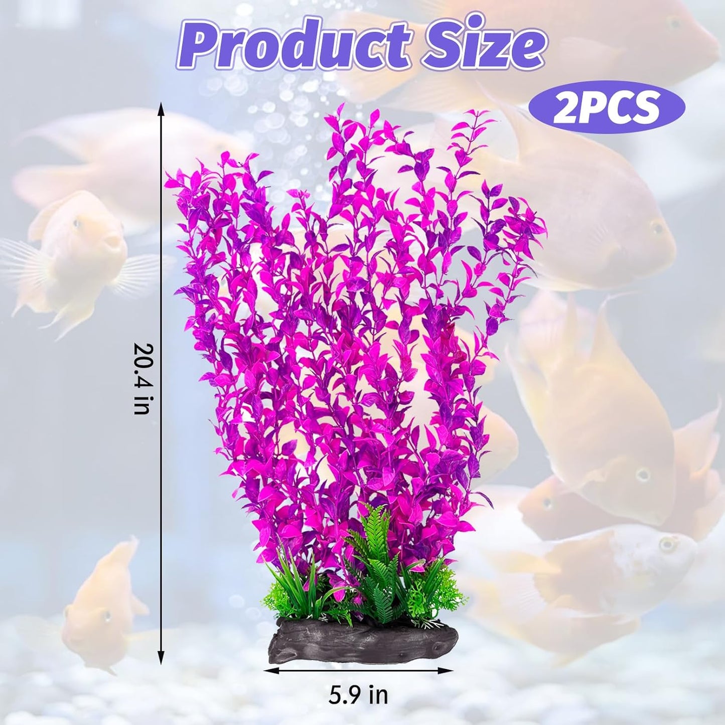 Hamiledyi Aquarium Plastic Plants Aquarium Decor Artificial Fish Tank Plants,Tall Fish Tank Decorations, Extra Large Aquarium Plant 20.4-inch Tall,2PCS