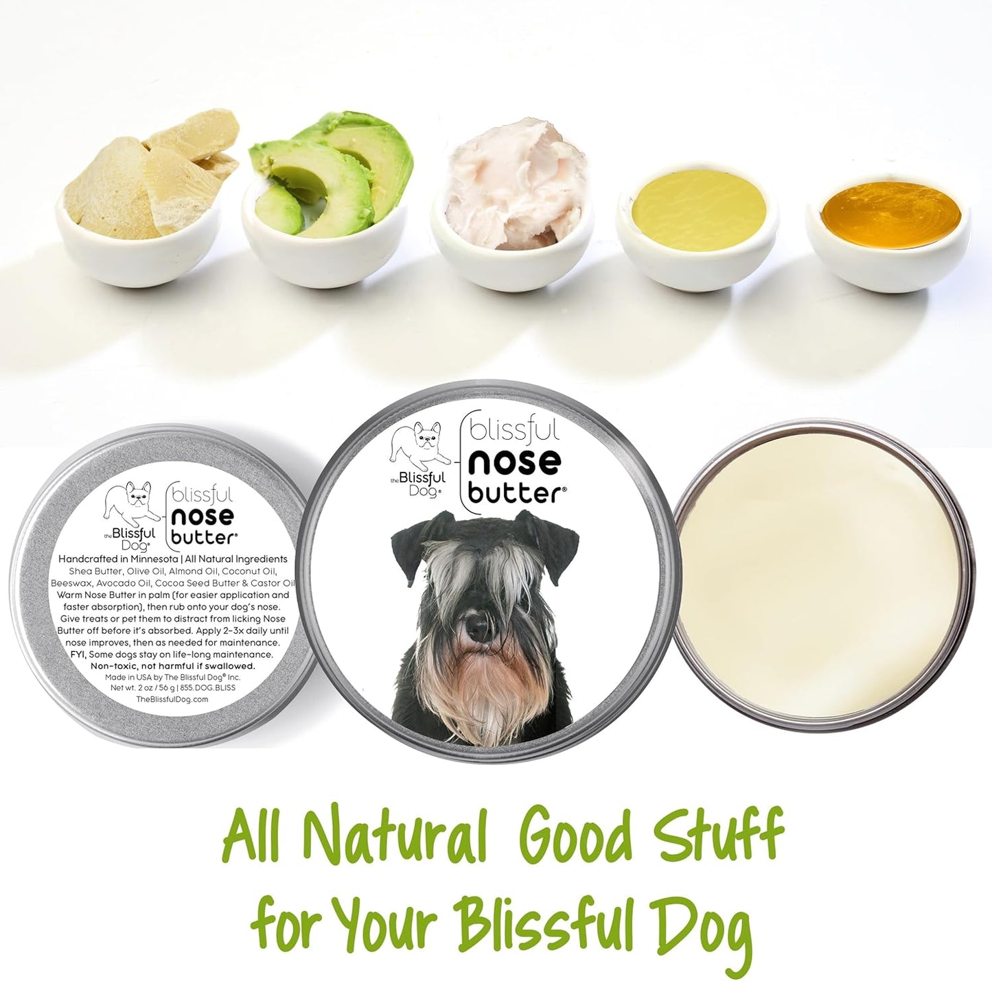 The Blissful Dog Schnauzer Unscented Nose Butter, 2-Ounce