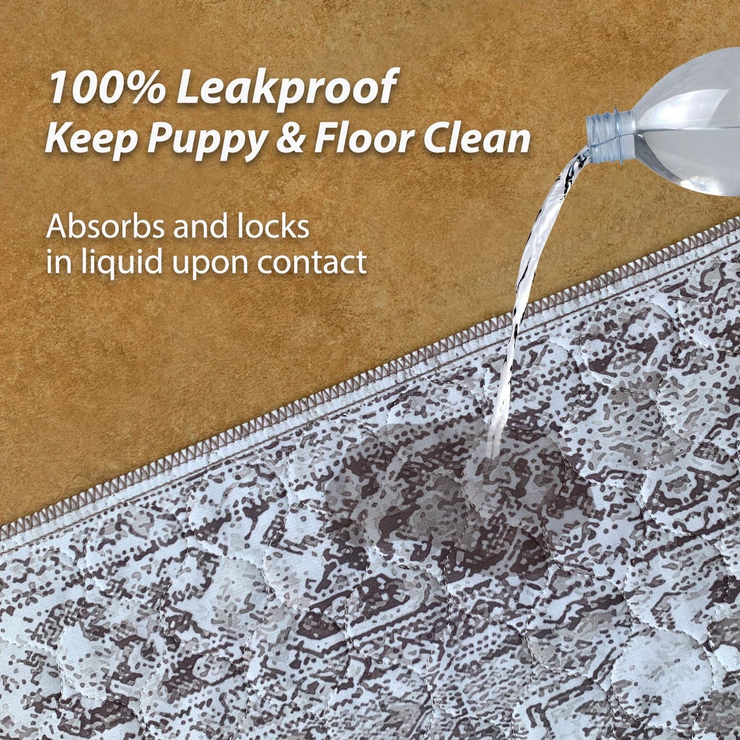 nunubaby Washable Pee Pads for Dogs, Stylish, Non-Slip and Leak-Proof Pee Pads. Reusable Potty Pads for Dogs for Crates and Floors.(Brown/Geo, 36" x36")