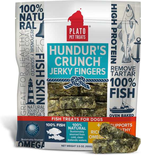 PLATO Hundur's Crunch Jerky Fingers 3.5oz, Natural