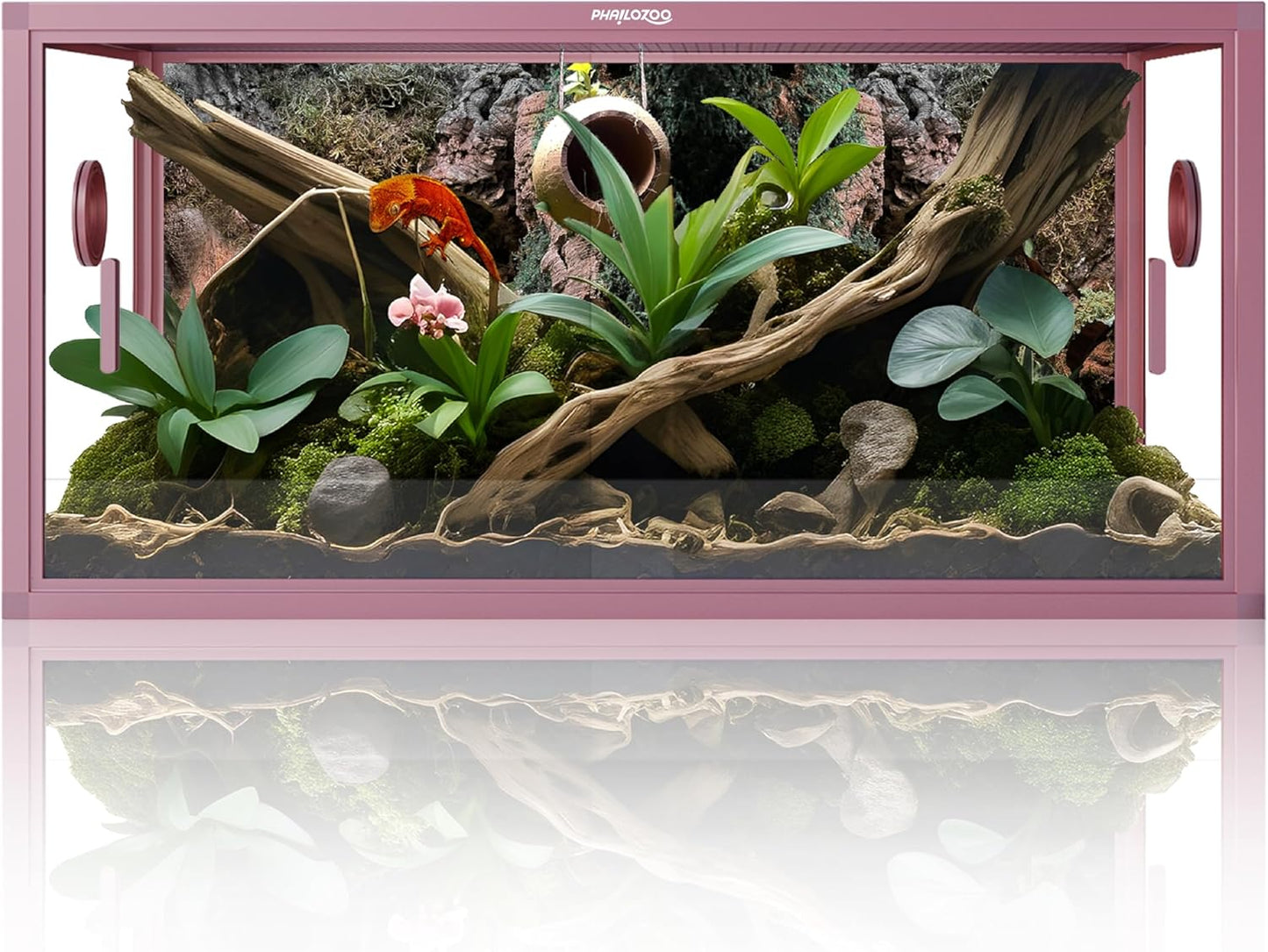 50 Gallon Bearded Dragon Tank, Reptile Enclosure for Easy Maintenance, Front Opening Reptile Tank with Top Screen Ventilation & Glass Sliding Door 36''x18''x18''