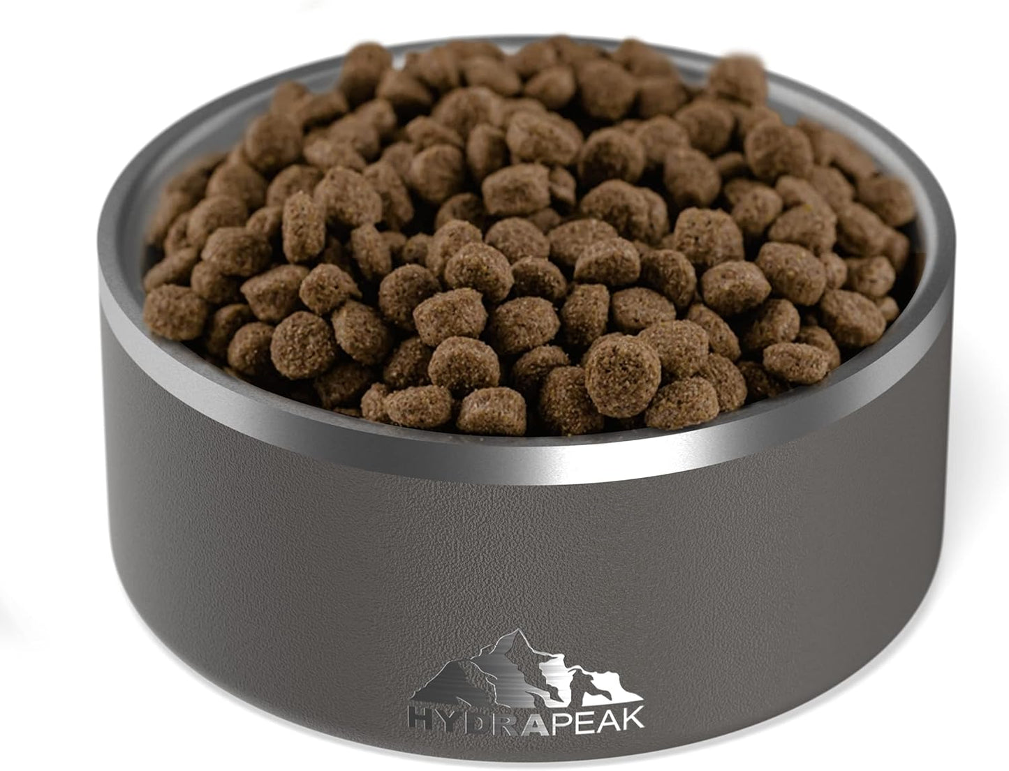Hydrapeak Dog Bowl; Non Slip Stainless Steel; Water and Food Dish; Large Sized and Small Dogs; 32oz 64oz; Multiple Sizes | 8 Cup | Graphite