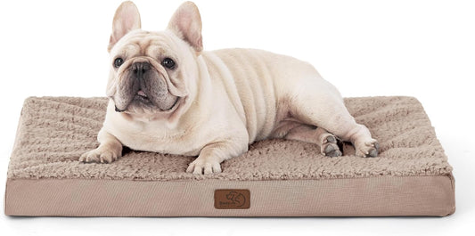 Bedsure Dog Bed Medium Size Dog - Orthopedic Flat Puppy Beds with Removable Washable Cover, Egg Crate Foam Pet Mat, Suitable for Pet Up to 35 lbs