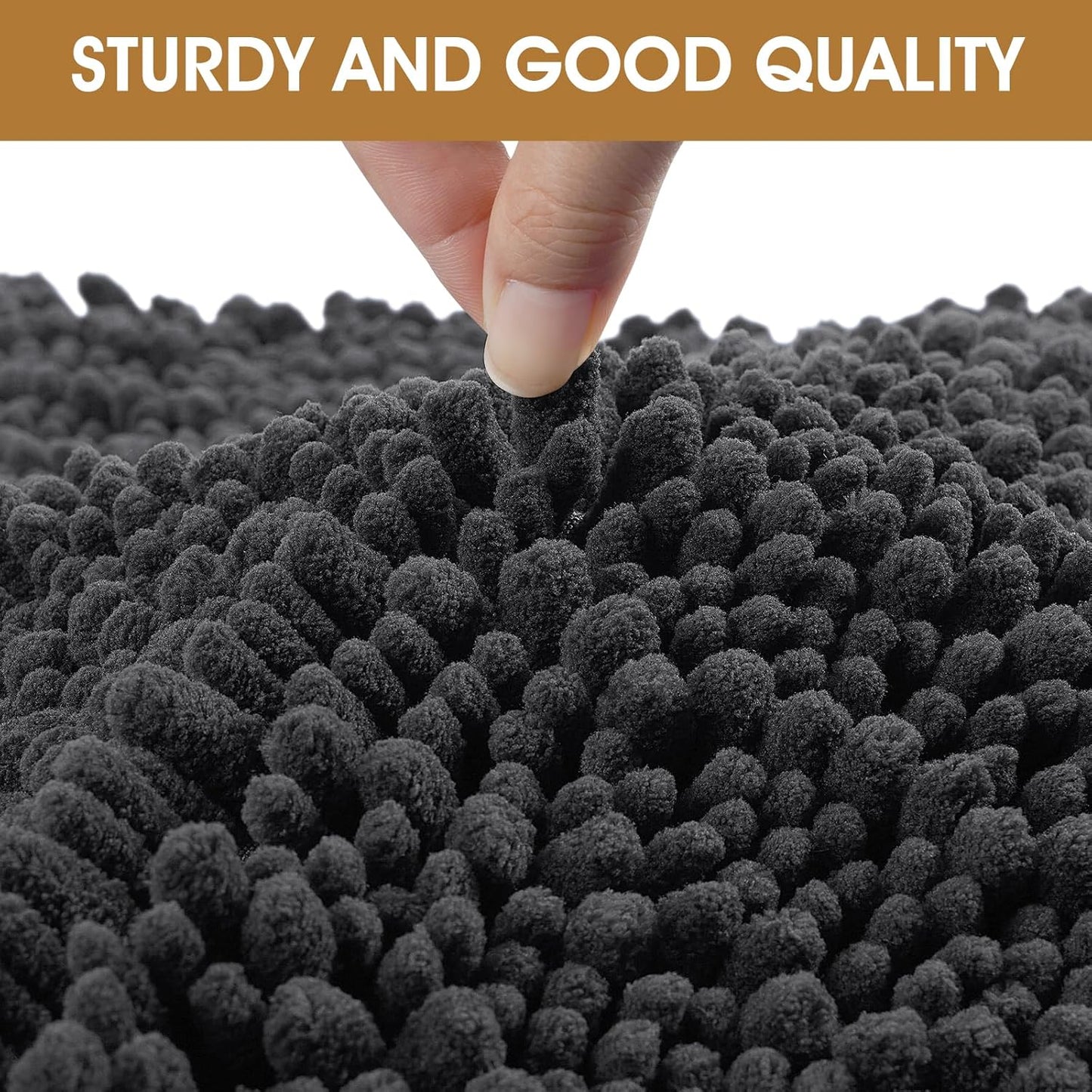 2 Pieces Muddy Door Mats for Dogs, Chenille Absorbent Pet Mats, Quick Dry, Trap Dirt Non Slip Heavy Indoor Doormat Soft Dog Bed Mat Front Inside Door Mat for Indoor Outdoor Entrance,Dark Grey