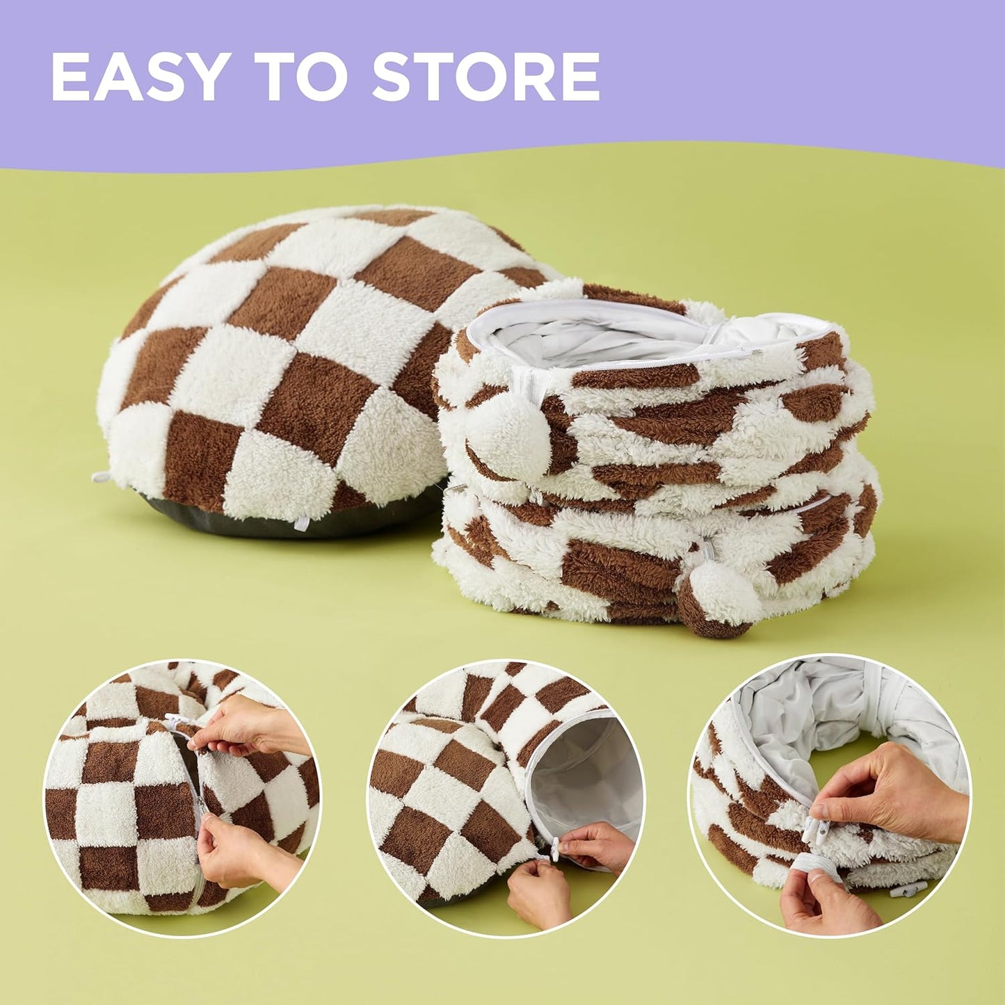 Lesure Cat Tunnel Bed for Indoor Cats - Cute Cat Donut Tunnel Toys for Small Large Cats with Washable Circle Cushion, Round Pet Peekaboo Cave Toy for Kitten/Puppy/Rabbit, Standard Brown