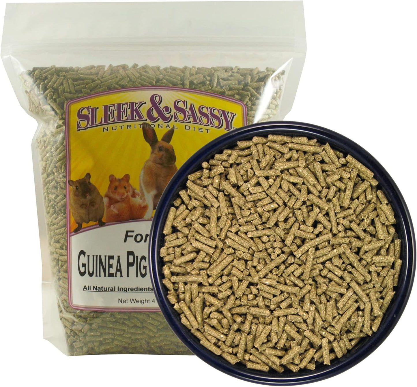 SLEEK & SASSY Fortified Guinea Pig & Rabbit Food (4 lbs.)