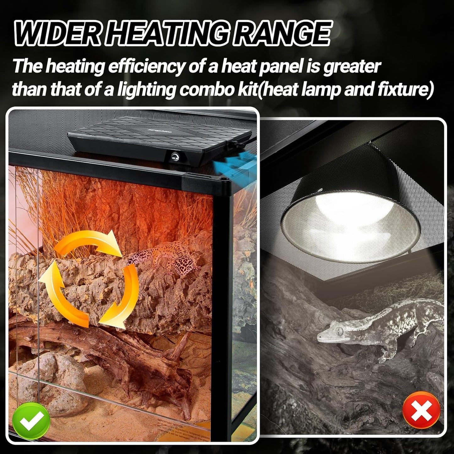 REPTI ZOO Reptile Heat Panel Adjustable Temperature Reptile Heating Plate, Non-Light Heating Solution with Expanded Heating Range for Hermit Crabs/Leopard Geckos/Turtles/Snakes/Lizards