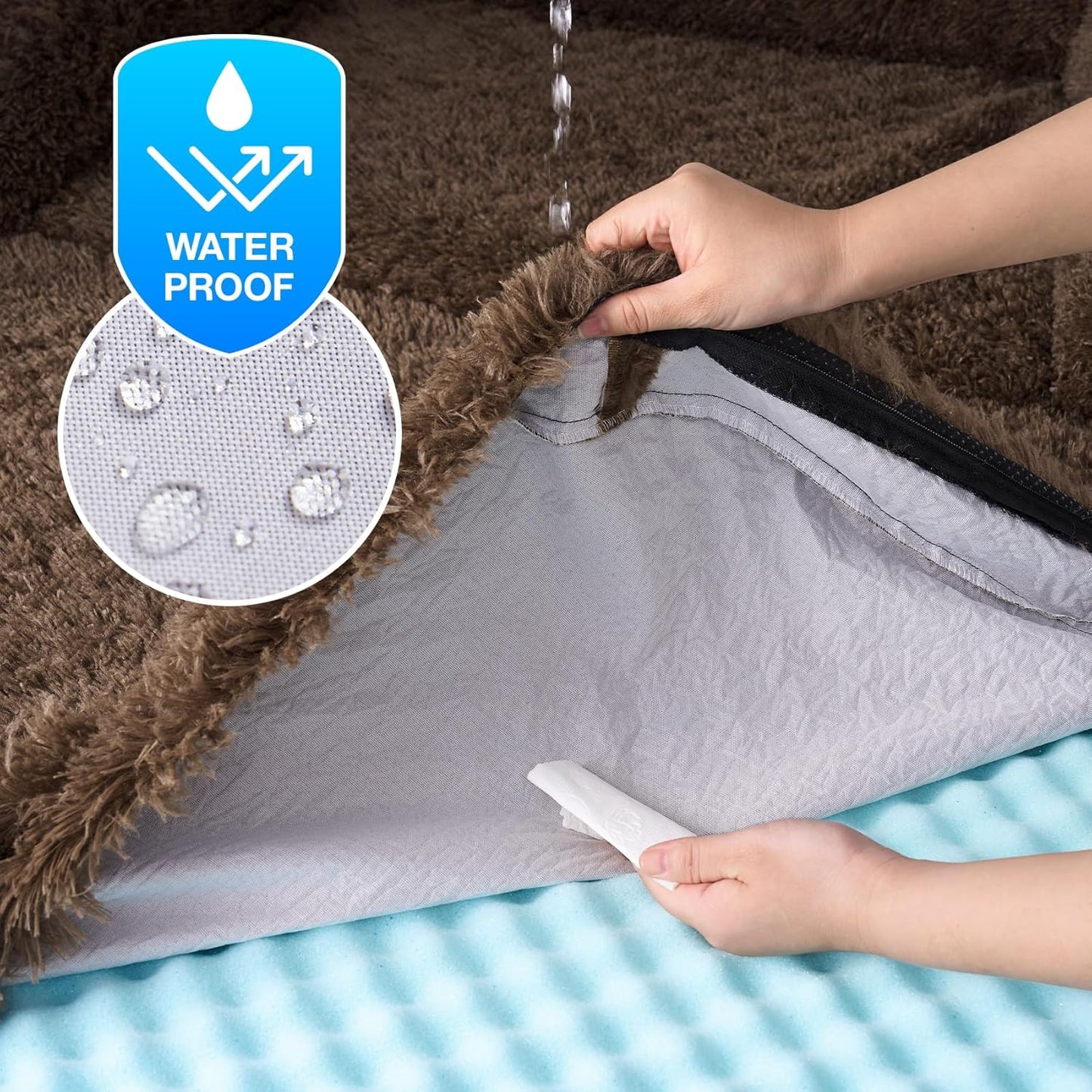 EHEYCIGA Foldable Human Dog Bed, Orthopedic Memory Foam Human Sized Dog Bed, Waterproof Pet Bed for People, Faux Fur Pet Couch for Adult, Brown, 72"x44"x11"