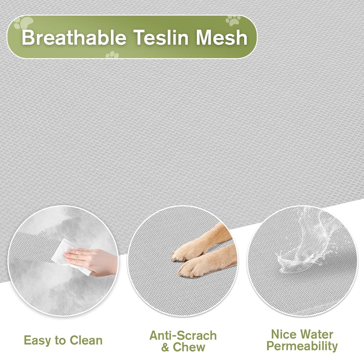 XL Elevated Dog Bed, Extra Large Cooling Raised Dogs Cot, Outdoor Lifted Ped Cots, Stable Pet Hammock with Non-Slip Feet, Off Ground, Washable Teslin Mesh, Grey