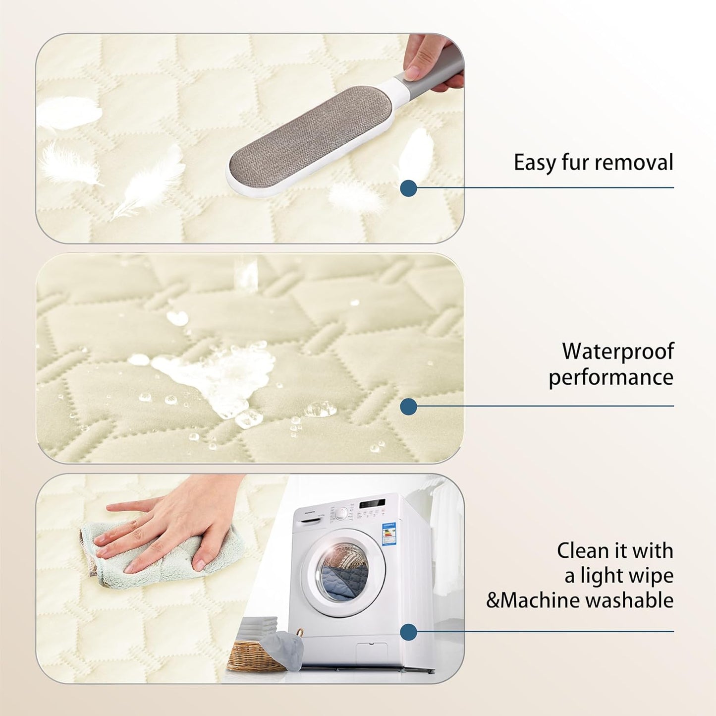 gogobunny 100% Double-Sided Waterproof Dog Bed Cover Pet Blanket Sofa Couch Furniture Protector for Puppy Large Dog Cat, Reversible (82x82 Inch (Pack of 1), Dark Cream/Light Cream)