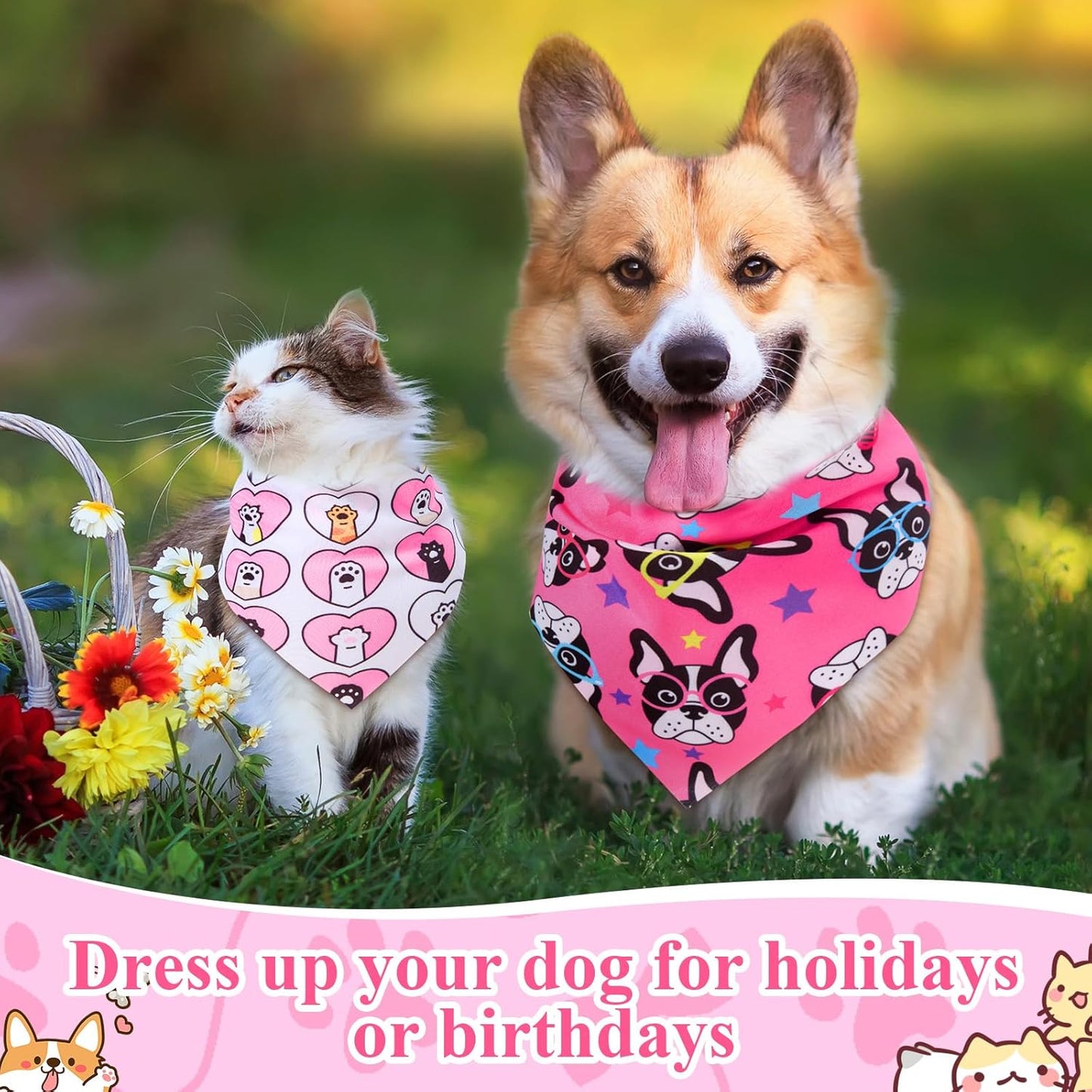 72 Pcs Paw Dog Bandanas Bulk Pet Triangle Scarf Cat Bibs Puppy Scarf Pet Bandanas for Puppy Cat Birthday Party Costume