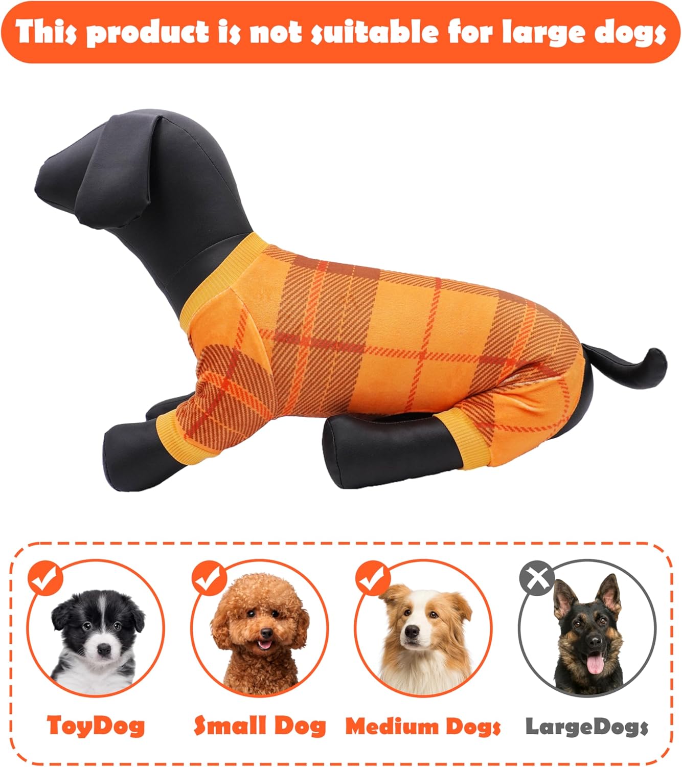 PET SHOW 4 Pack Small Dog Pajamas Holiday Dog Clothes for Medium Dogs Girl Boy Soft Stretchy PJs Plaid Jumpsuit Puppy Fall Onesies Christmas Outfits with Sleeve Pets Dachshund Costume(XXL, Plaid)