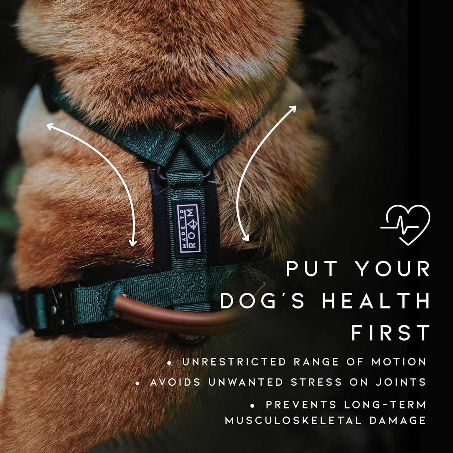 MADE TO ROAM Premium Explorer Harness - Y-Shaped Dog Harness with Adjustable Durable Nylon, Soft Padding, Metal Buckles and Leather Handle for Small, Medium, Large Dogs (Oregon Haze, Size 5)