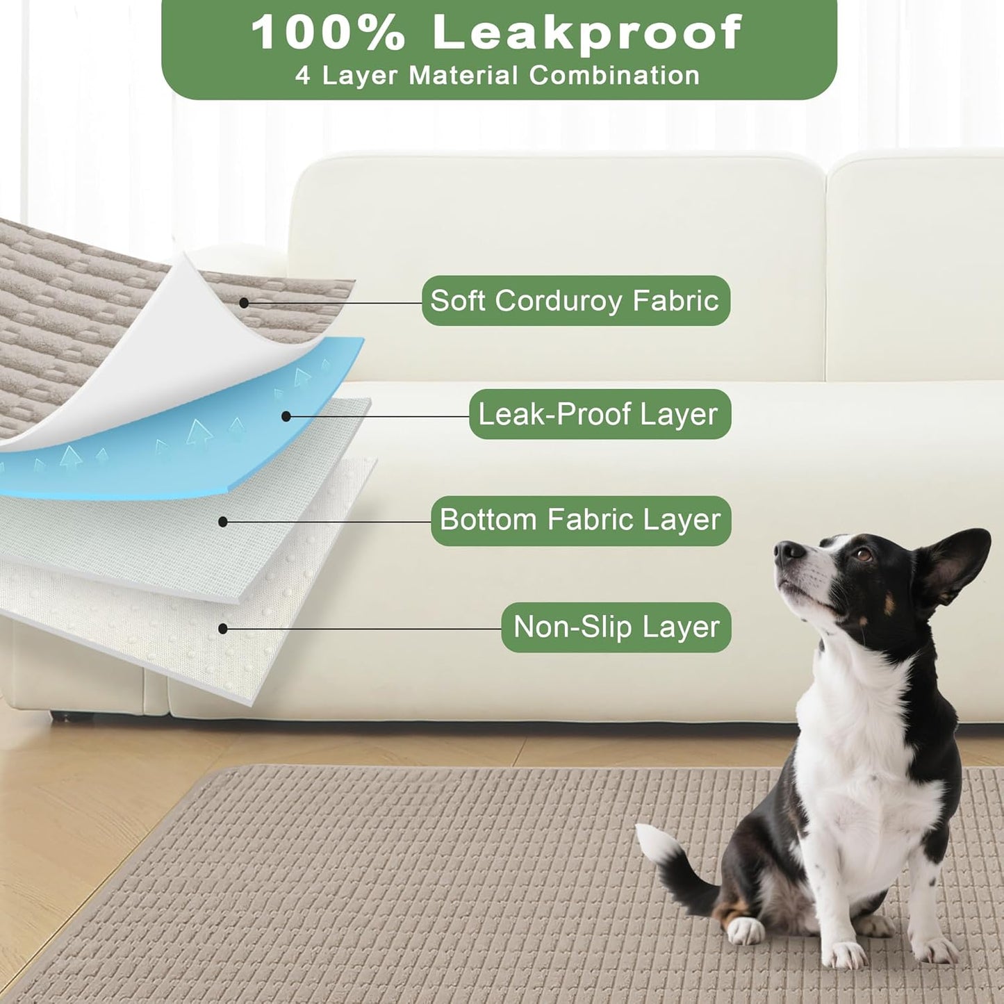 Washable Pee Pads for Dogs, 2 Pack Reusable Puppy Pads Dog Pads, Non-Slip Dog Pee Pads, Leakproof Pet Pee Pads Wee Wee Pads for Dogs. (Brown, 20"x20"(Pack of 2))