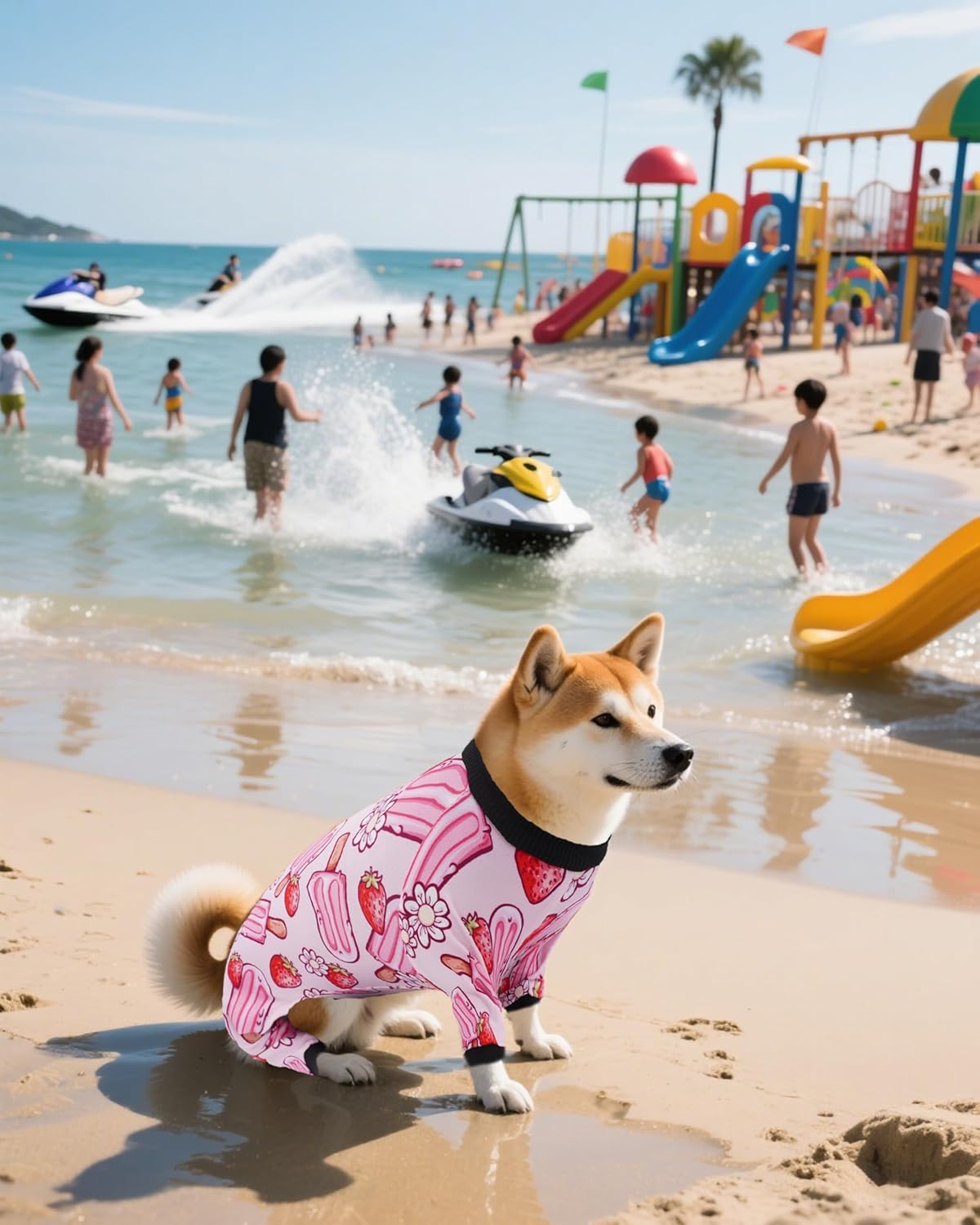 PET SHOW 4 Pack Dog Pajamas for Medium Large Dogs Girl Soft Stretchy PJs Paw Floral Jumpsuit Dog Doughnut Ice Cream Onesies Outfits with Sleeve Pets Breathable Summer Clothes Costume XXL