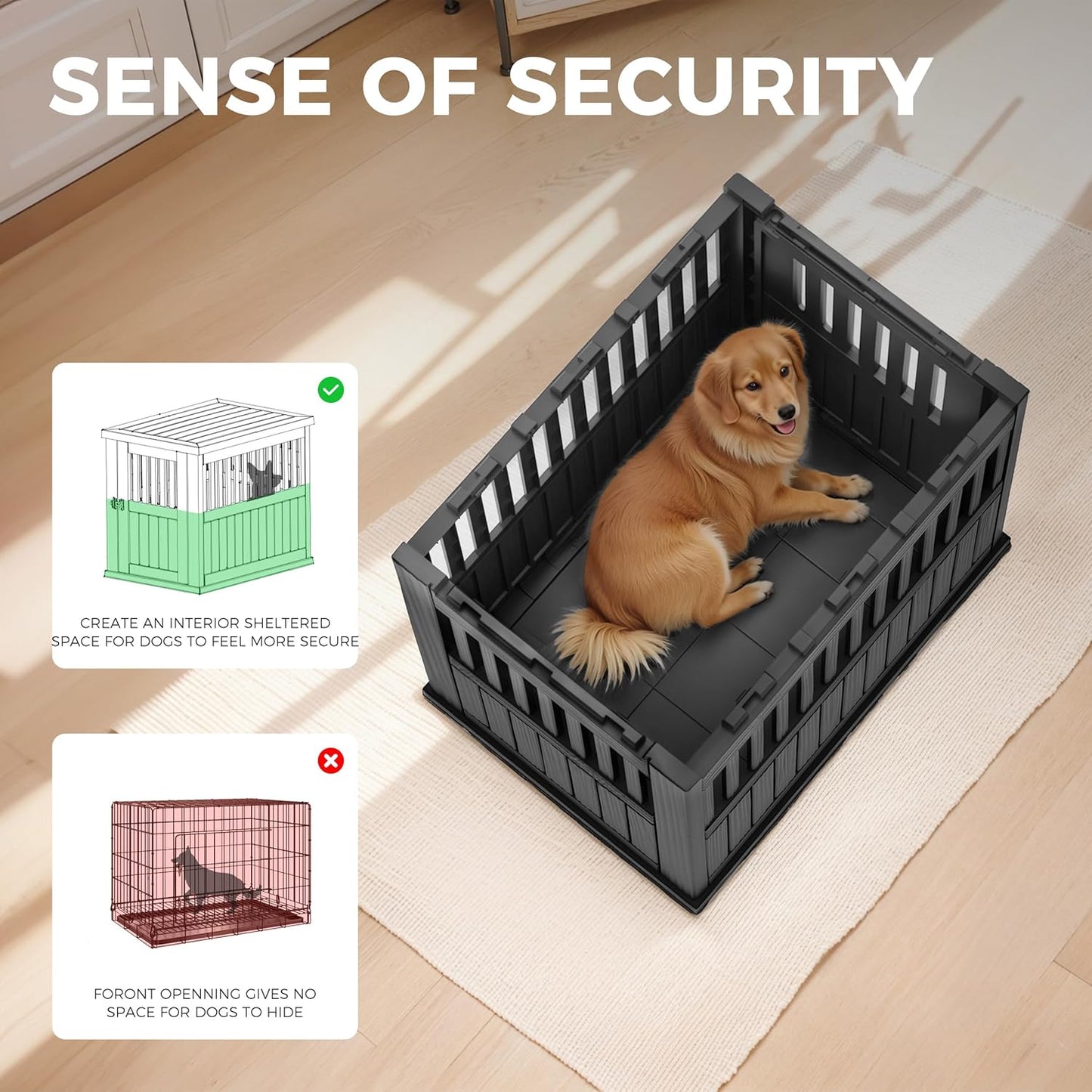 Dog House - Resin Outdoor Dog Kennel with Ventilated Design, Waterproof Dog Bed Shelter for Backyard, Garden & Patio