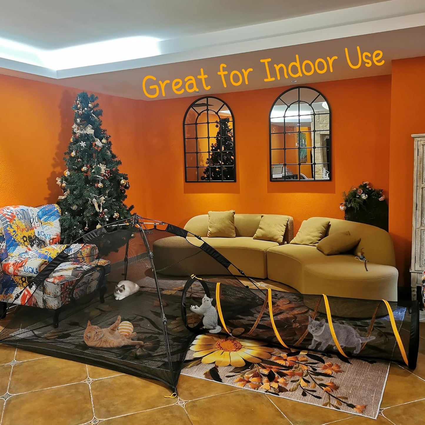 Cat Tent for Indoor and Outdoor Cat Enclosures(Outdoor, Tunnel, and Playhouse) Kitty Playpen X-Large Portable Kitten Tunnel Play Tents for Cats Rabbits and Small Animals