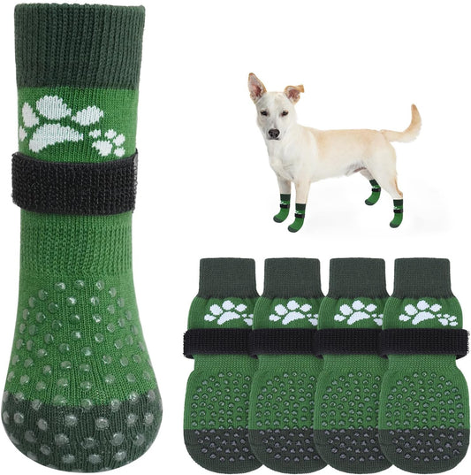 SCENEREAL Anti Slip Dog Sock to Prevent Licking Paws for Hardwood Floors, Boots & Paw Protector Shoes for Hot/Cold Pavement with Grippers, Double Sides Grips for Small Medium Large Senior Dogs, XS